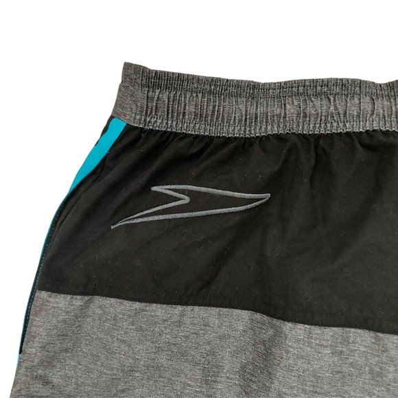 Speedo Shorts Mens Large Gray Black Swim Trunks Mesh Lined Beach Pool Summer - Picture 8 of 10